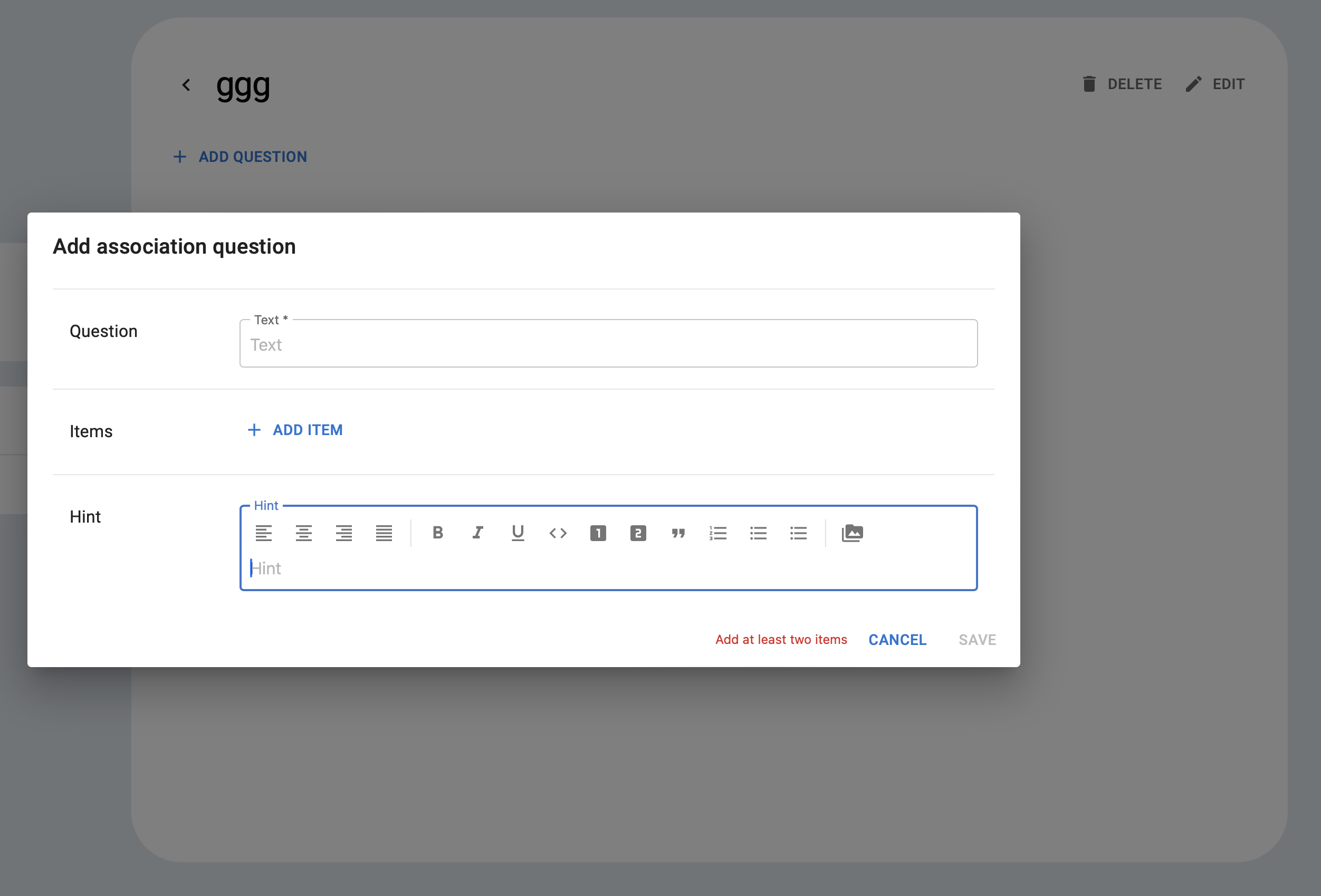 add asosiaction